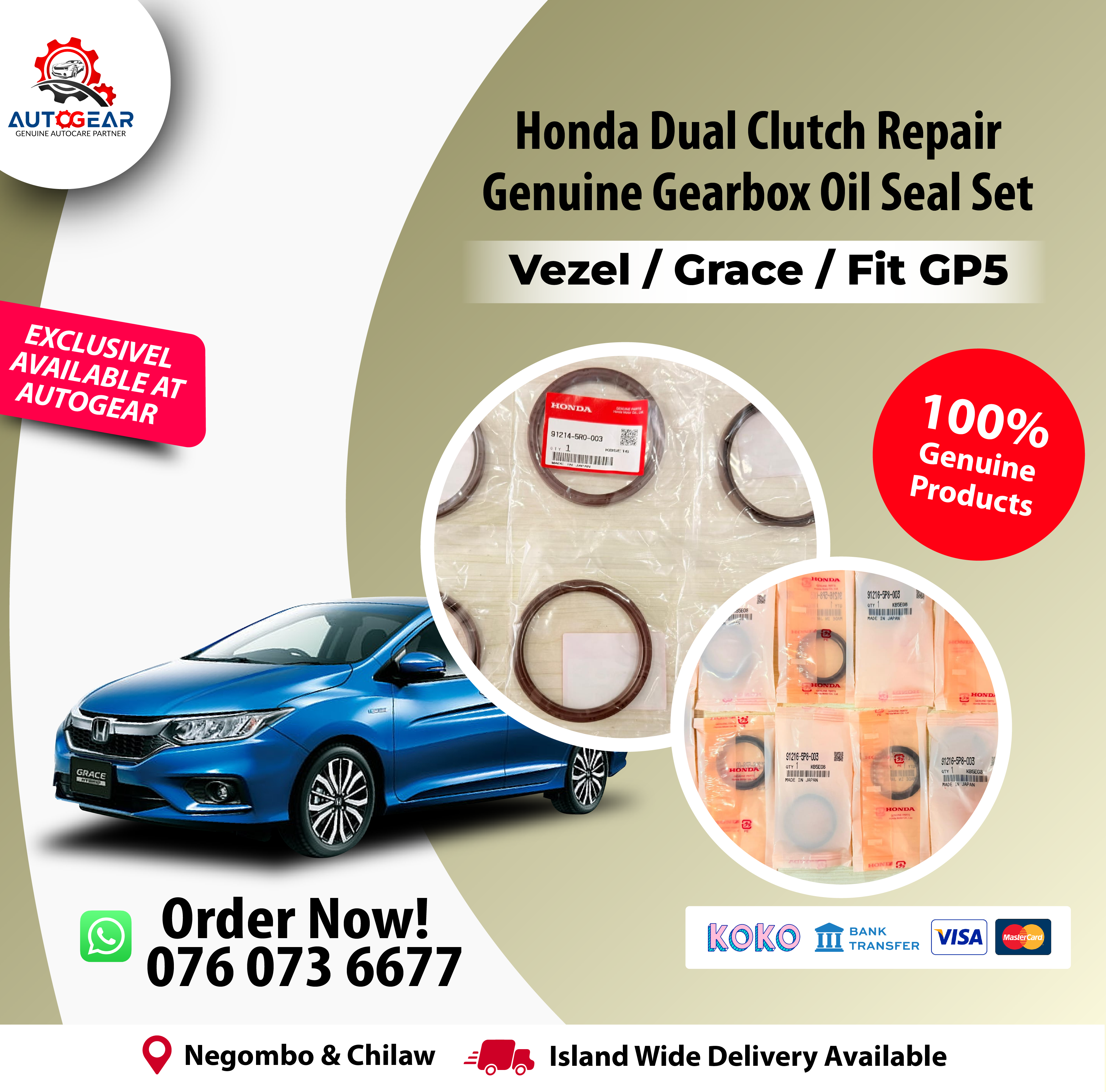 Honda Genuine Dual Clutch Oil Seal Set 